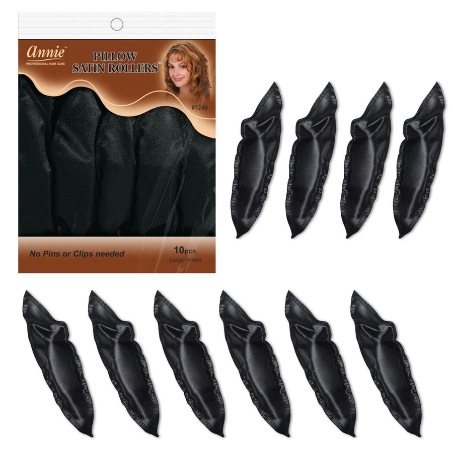 ANNIE 1246 PILLOW SATIN ROLLERS BLACK 10CT