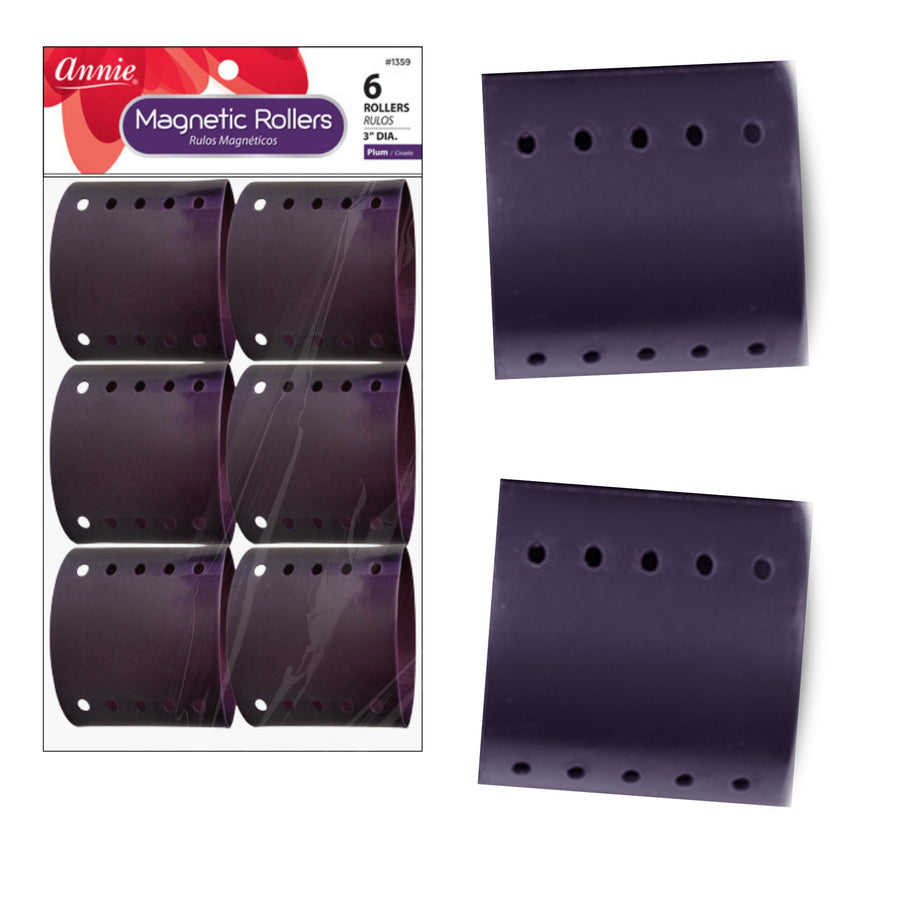 ANNIE 1359 MAGNETIC ROLLER PLUM 3" 6CT