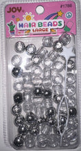 Load image into Gallery viewer, Joy Large Hair Beads 50Ct Silver Metallic &amp; Glitter