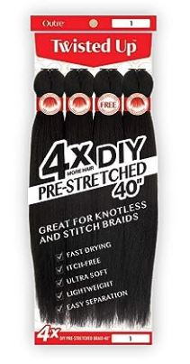 Outre Braids X-Pression Twisted Up 4X Diy Pre-Stretched Braids 40" 1B