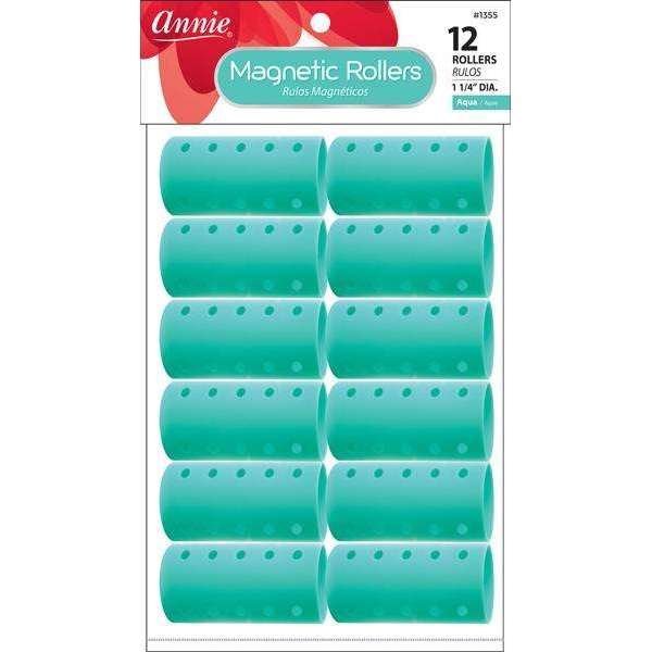 ANNIE 1355 MAGNETIC ROLLERS AQUA 1 1/4" 12CT