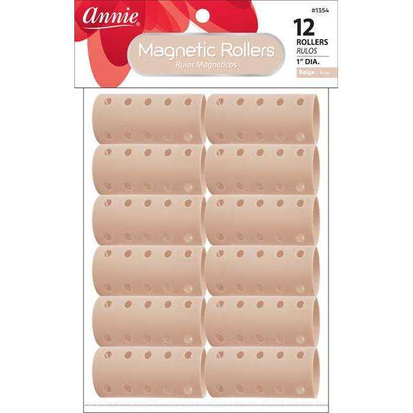 ANNIE 1354 MAGNETIC ROLLERS BEIGE 1" 12CT