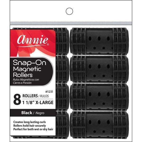 ANNIE 1231 BLACK SNAP MAG ROLLER EX LARGE 8CT