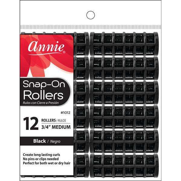 ANNIE 1012 BLACK SNAP ROLLER MED 12CT