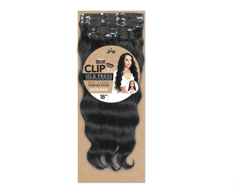 Zury Natural Dream Clip On Hair Extensions, Ocean Wave 24" Natural Black