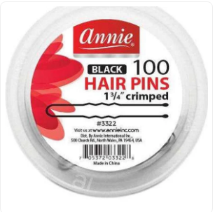 Annie Black 100 Hair Pins 1 3/4" Crimped
