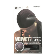 Load image into Gallery viewer, King J Premium Velvet Durag   Black