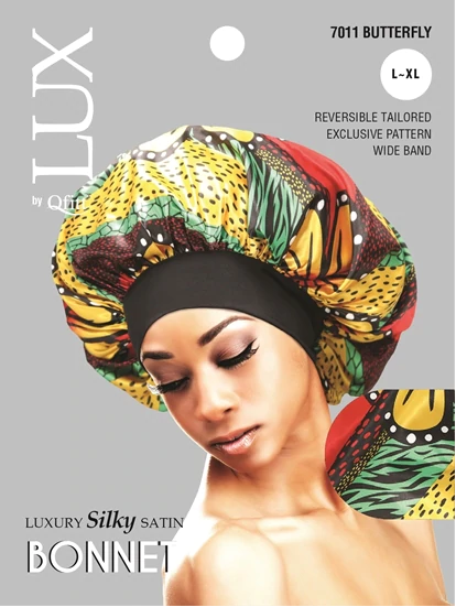 #7011 Lux Pattern Luxury Silky Satin Bonnet   (Afro) L XL / Assort