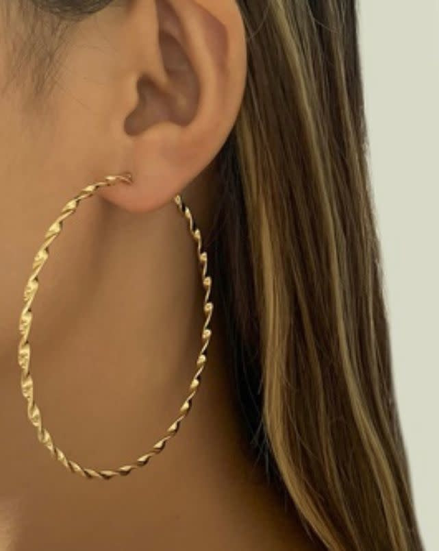 Large Metal Ring Threaded Earrings