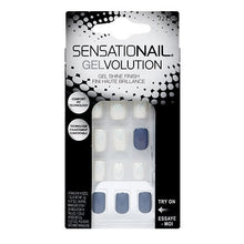 Load image into Gallery viewer, Sensationail Gelvolution Nails 28 pk   Blue/White Glitter