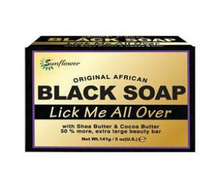 Load image into Gallery viewer, Sunflower Original African Black Soap w/ Shea Butter &amp; Cocoa Butter, Lick Me All Over 5oz